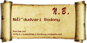 Nádudvari Bodony névjegykártya